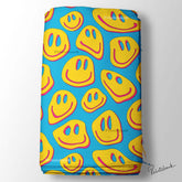 Quirky Yellow Smile Printed Fabric For Kid's Dresses